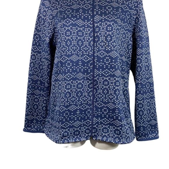 Stan Herman Size Medium Jacket Fleece Full Zip Front Blue White Print Pockets - Picture 3 of 10